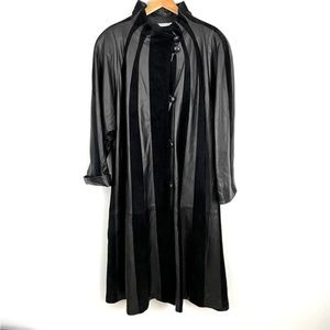 Peruzzi High Neck Long Leather Coat